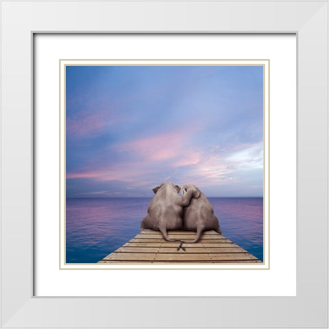 Pachyderm Pier White Modern Wood Framed Art Print with Double Matting by Lund Roeser