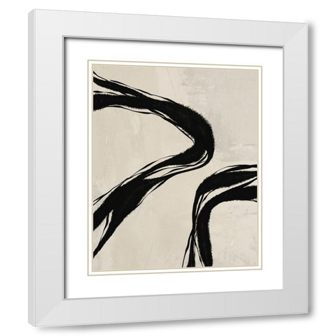 Waves White Modern Wood Framed Art Print with Double Matting by LivinLi