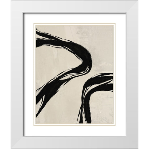 Waves White Modern Wood Framed Art Print with Double Matting by LivinLi