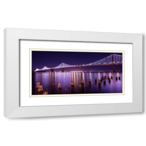 The Bay Lights White Modern Wood Framed Art Print with Double Matting by Linhares, Greg