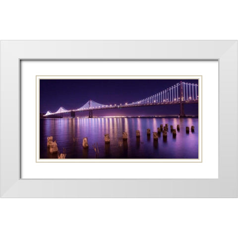 The Bay Lights White Modern Wood Framed Art Print with Double Matting by Linhares, Greg
