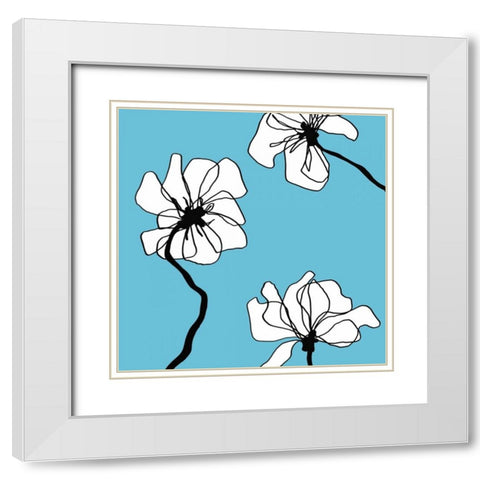 Flowers in Blue 2 White Modern Wood Framed Art Print with Double Matting by Loeber, Mette