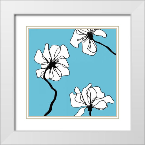 Flowers in Blue 2 White Modern Wood Framed Art Print with Double Matting by Loeber, Mette