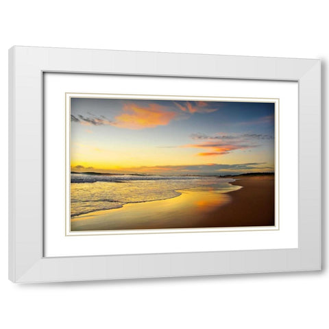 Beach Dawn White Modern Wood Framed Art Print with Double Matting by Louise, Tracie