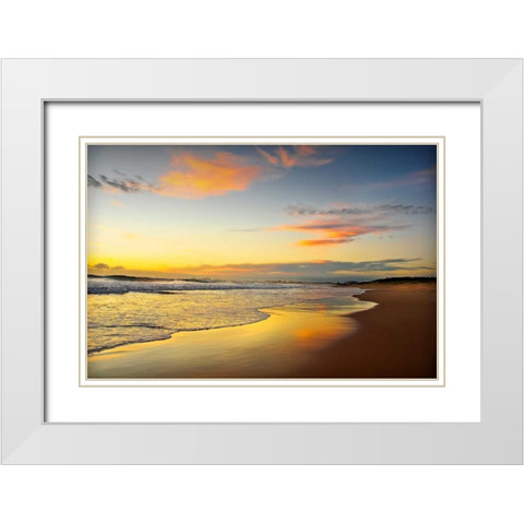 Beach Dawn White Modern Wood Framed Art Print with Double Matting by Louise, Tracie