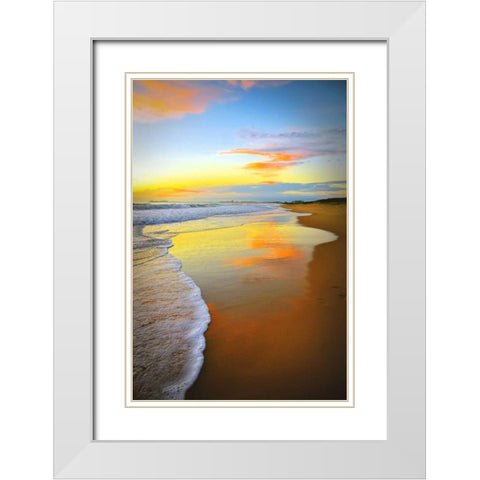 Beach Sunrise White Modern Wood Framed Art Print with Double Matting by Louise, Tracie