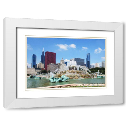 Buckingham Fountain White Modern Wood Framed Art Print with Double Matting by Levant, Jessica