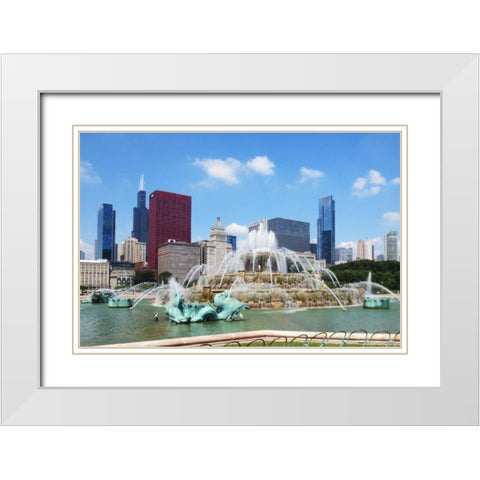 Buckingham Fountain White Modern Wood Framed Art Print with Double Matting by Levant, Jessica