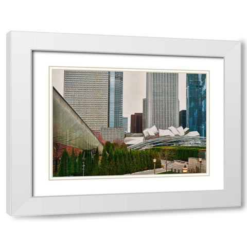 Chicago 350 White Modern Wood Framed Art Print with Double Matting by Levant, Jessica