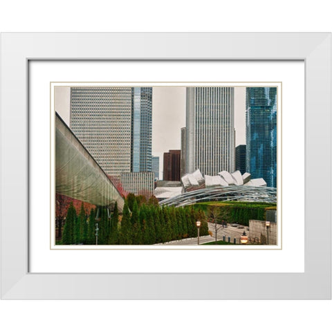 Chicago 350 White Modern Wood Framed Art Print with Double Matting by Levant, Jessica