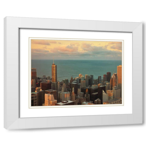 Sunset in Chicago White Modern Wood Framed Art Print with Double Matting by Levant, Jessica