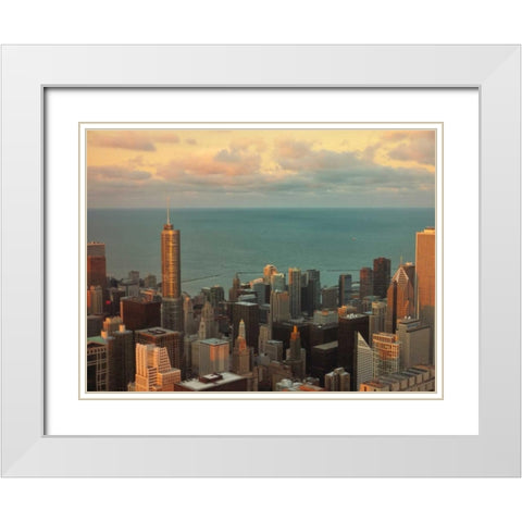 Sunset in Chicago White Modern Wood Framed Art Print with Double Matting by Levant, Jessica
