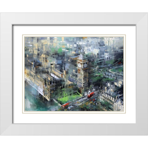 London Green - Big Ben White Modern Wood Framed Art Print with Double Matting by Lague, Mark