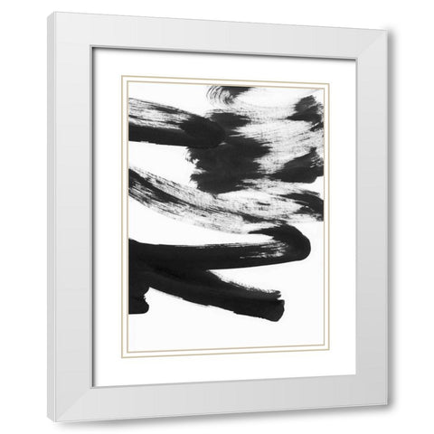 Black and White Strokes 5 White Modern Wood Framed Art Print with Double Matting by Lehnhardt, Iris