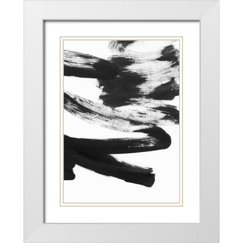 Black and White Strokes 5 White Modern Wood Framed Art Print with Double Matting by Lehnhardt, Iris