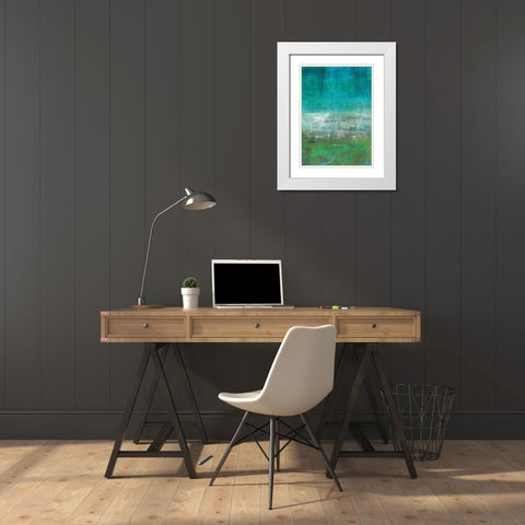 Green Oasis White Modern Wood Framed Art Print with Double Matting by Lehnhardt, Iris