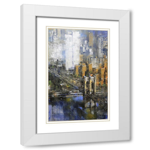 Brooklyn Bridge White Modern Wood Framed Art Print with Double Matting by Lague, Mark