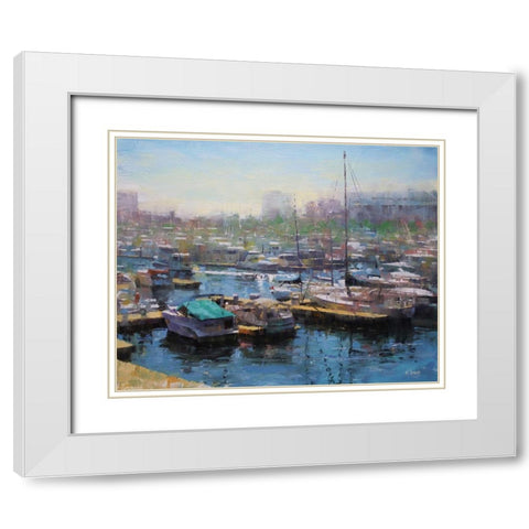 Chicago Harbor White Modern Wood Framed Art Print with Double Matting by Lague, Mark