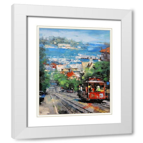Alcatraz White Modern Wood Framed Art Print with Double Matting by Lague, Mark