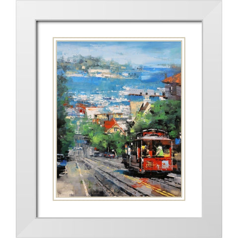 Alcatraz White Modern Wood Framed Art Print with Double Matting by Lague, Mark