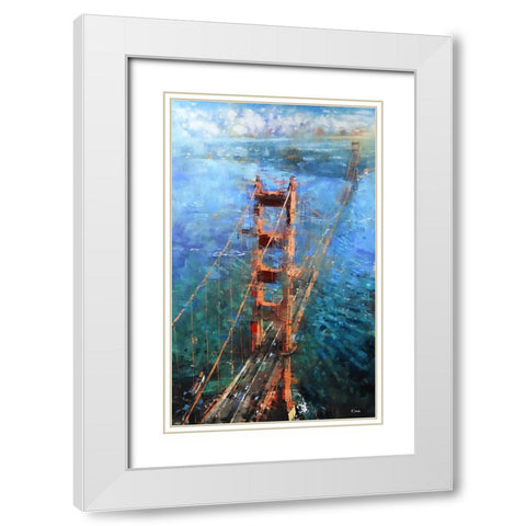 Golden Gate Sun White Modern Wood Framed Art Print with Double Matting by Lague, Mark