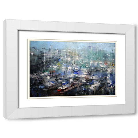 Fishermanâ€™s Wharf White Modern Wood Framed Art Print with Double Matting by Lague, Mark