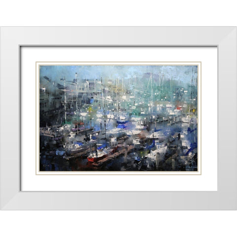 Fishermanâ€™s Wharf White Modern Wood Framed Art Print with Double Matting by Lague, Mark