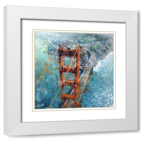 Over Golden Gate White Modern Wood Framed Art Print with Double Matting by Lague, Mark