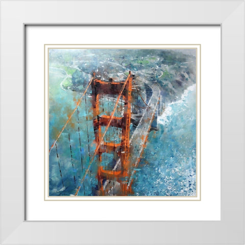 Over Golden Gate White Modern Wood Framed Art Print with Double Matting by Lague, Mark