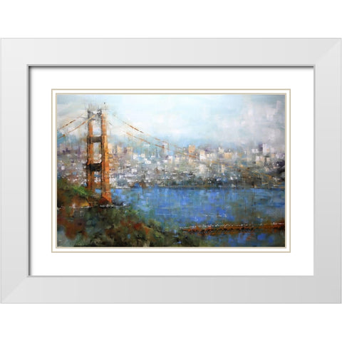 Golden Gate Vista White Modern Wood Framed Art Print with Double Matting by Lague, Mark