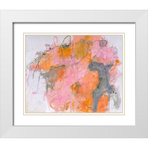 Weaving The Energy Threads White Modern Wood Framed Art Print with Double Matting by Leslie, Carole
