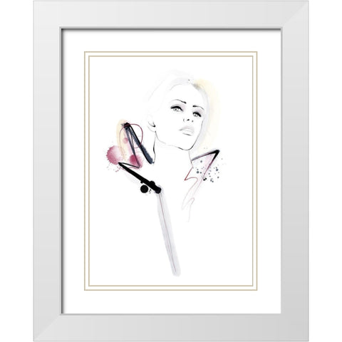 Pink Ink White Modern Wood Framed Art Print with Double Matting by Larsdotter, Lotta