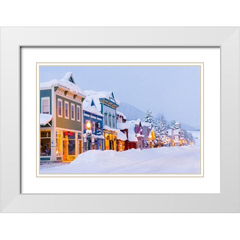 Elk Avenue Morning Glow White Modern Wood Framed Art Print with Double Matting by Leacock, J.C.