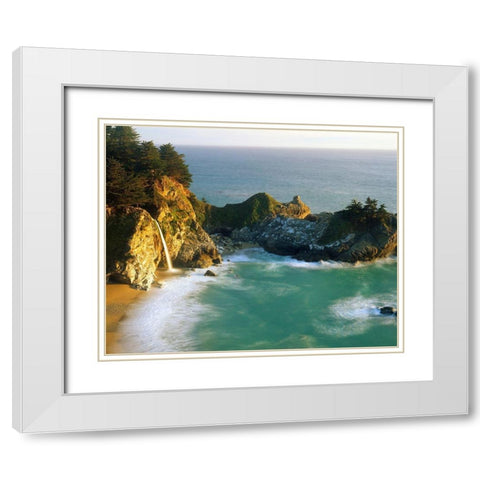 McWay Falls White Modern Wood Framed Art Print with Double Matting by Leacock, J.C.