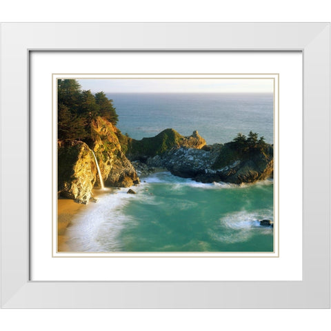 McWay Falls White Modern Wood Framed Art Print with Double Matting by Leacock, J.C.