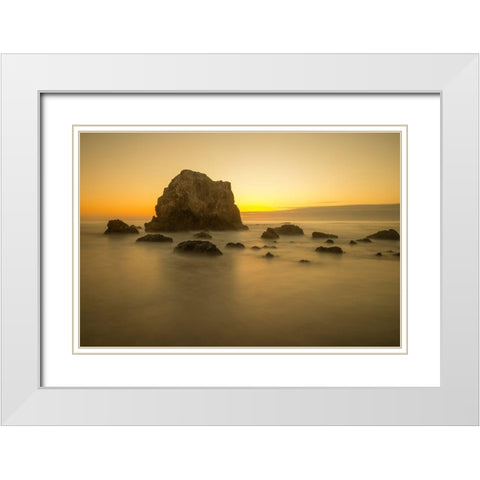Mendocino Coast Meditation White Modern Wood Framed Art Print with Double Matting by Leacock, J.C.