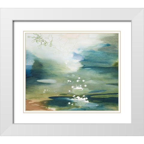 Green Joyous White Modern Wood Framed Art Print with Double Matting by Leaver, Tara