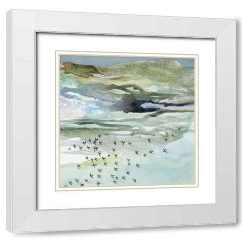 Songlines White Modern Wood Framed Art Print with Double Matting by Leaver, Tara