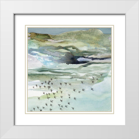 Songlines White Modern Wood Framed Art Print with Double Matting by Leaver, Tara