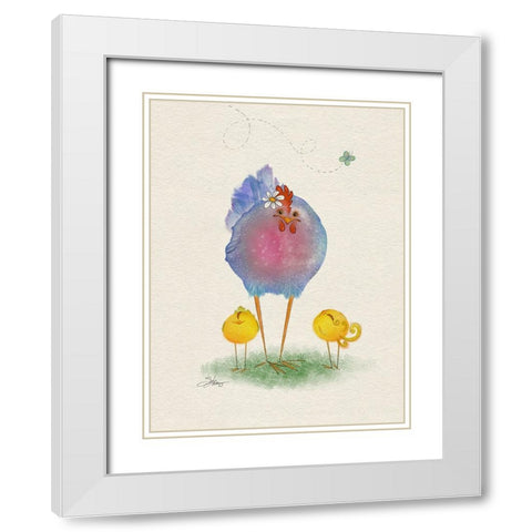 Flora Hen White Modern Wood Framed Art Print with Double Matting by Louis, Shanda