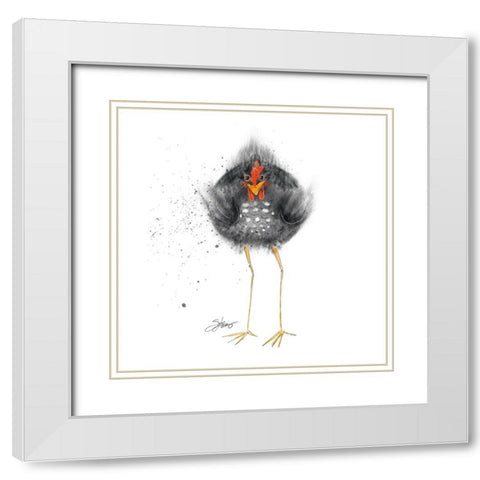 Hell Chicken White Modern Wood Framed Art Print with Double Matting by Louis, Shanda