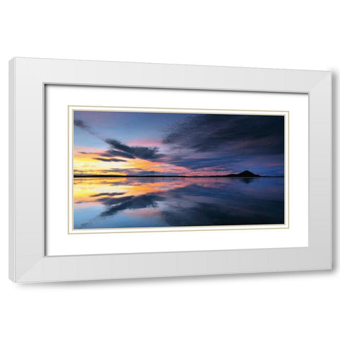 Lake Myvatn Reflections White Modern Wood Framed Art Print with Double Matting by Mumford, Andy