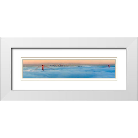 Foggy City White Modern Wood Framed Art Print with Double Matting by Murray, Jeffrey