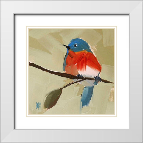 Bluebird No. 21 White Modern Wood Framed Art Print with Double Matting by Moulton, Angela