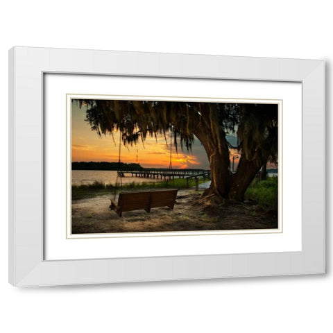 Savannah Sunset White Modern Wood Framed Art Print with Double Matting by Mikaels, Natalie