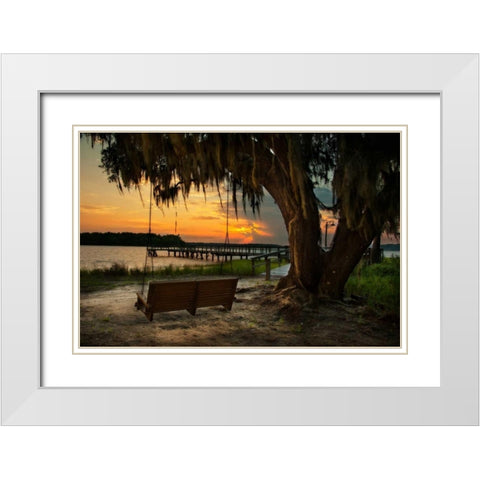 Savannah Sunset White Modern Wood Framed Art Print with Double Matting by Mikaels, Natalie