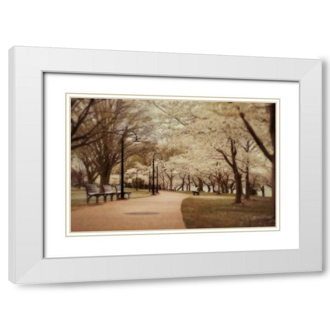 Springtime Stroll White Modern Wood Framed Art Print with Double Matting by Mikaels, Natalie