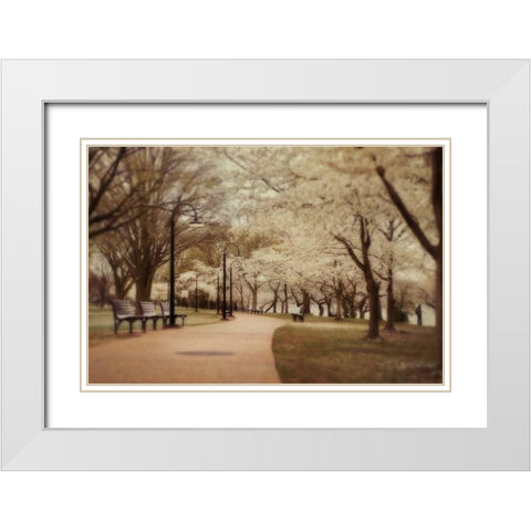 Springtime Stroll White Modern Wood Framed Art Print with Double Matting by Mikaels, Natalie