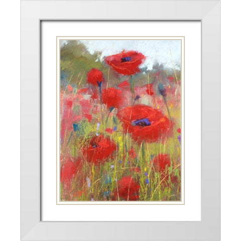In the Poppy Field White Modern Wood Framed Art Print with Double Matting by Margulis, Karen