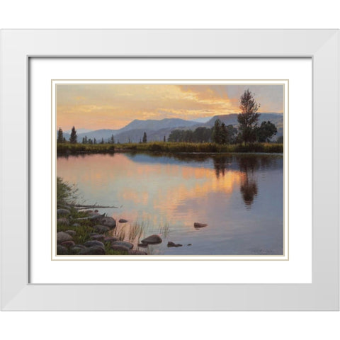 Tranquil Evening White Modern Wood Framed Art Print with Double Matting by Moore, Jay
